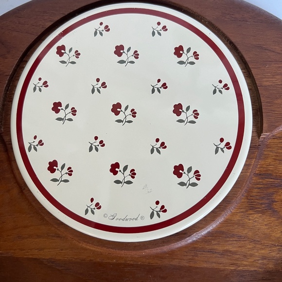 Vtg Goodwood Cheese Board Platter Charcuterie Serving Tray 70s Teak Floral Tile - Picture 3 of 7